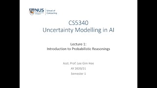 Uncertainty Modeling in AI  Lecture 1 Part 1 Introduction to Probabilistic Reasoning [upl. by Abernon]