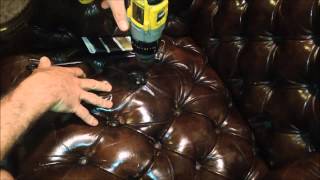 Repair  Restore Leather Tufted Wingback Chair Tutorial [upl. by Sainana]