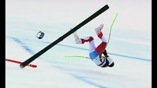 Swiss Marc Gisin Horror Crash In World Cup Downhill In Val Gardena Italy  15122018 [upl. by Gardol]