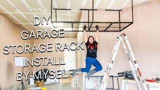 OVERHEAD STORAGE RACK DIY  FLEXIMOUNT RACK INSTALL AND REVIEW [upl. by O'Dell]