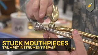 How to fix a stuck trumpet mouthpiece  Instrument Repair at Home [upl. by Ykroc760]