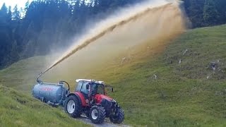 Gülleausbringung im Berggebiet mit Lindner Geotrac 94 [upl. by Yelruc74]