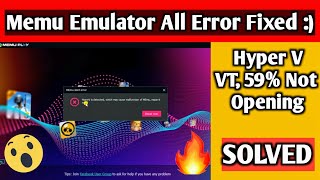 How To Solve Memu Emulator Hyper V  VT  Not Opening Error  Memu All Error Solved [upl. by Ramona]