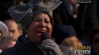 Aretha Franklin sings at President Barack Obamas 2009 Inauguration CSPAN [upl. by Hanway]