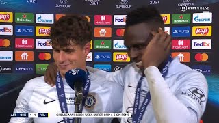 Kepa and Mendy do joint interview after inspired substitution leads Chelsea to Super Cup glory [upl. by Ebonee]