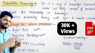 Probabilistic Reasoning in artificial intelligence  Uncertainty  Lec26 [upl. by Orna]