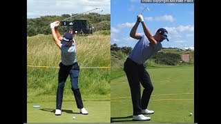 Justin Thomas golf swing  Long Iron faceon amp downtheline July 2017 [upl. by Haidabo]