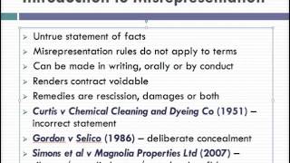 Misrepresentation Lecture 1 of 4 [upl. by Caundra]