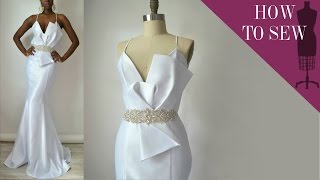 How To Sew A Satin Open Back Mermaid Style Wedding Gown [upl. by Leicester]