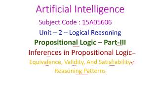 Inferences in Propositional LogicArtificial IntelligenceLogical ReasoningEquivalencePatterns [upl. by Adolph]