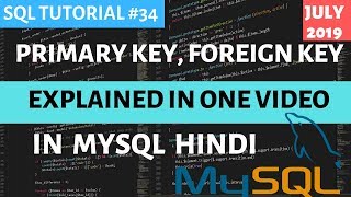 MySQL 35 Primary Key and Foreign Key in SQL in Hindi [upl. by Gilbye]