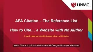 APA How to Cite a Website with No Author [upl. by Eintirb]